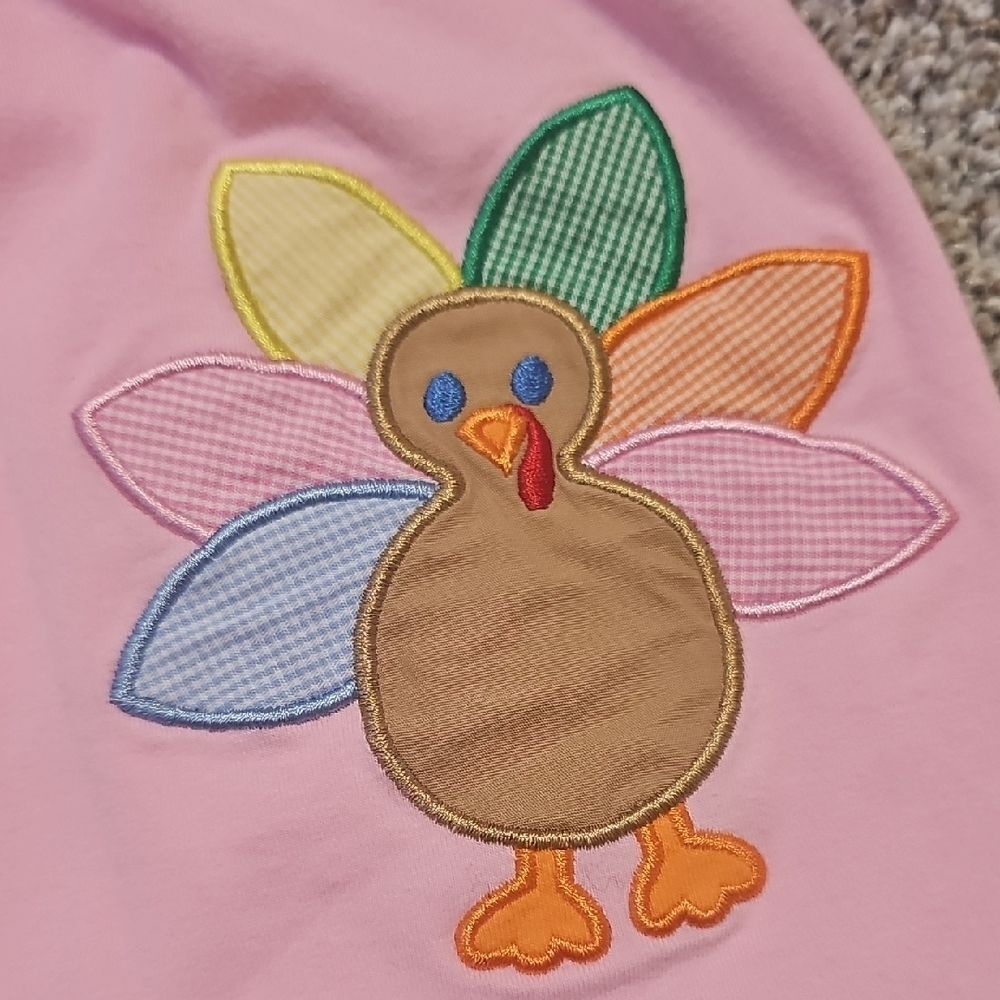 Thanksgiving 3T Pink Ruffle Top and Polka Dot Leggings Set Excellent Condition - Picture 2 of 3